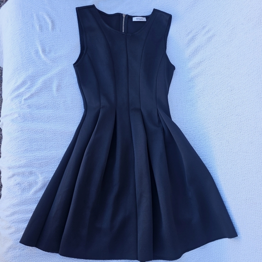 Persaya Pleated Black Mini Dress Fit and Flare size small